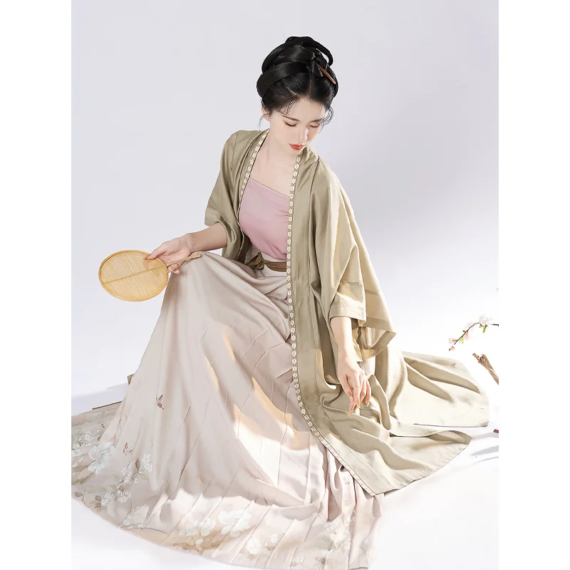 3Pc Original Song Dinastijos Moteris Hanfu Suknelė Nustatyti Pusė Rankovės Kinų Stiliaus Ilgas Kailis Pagerėjo Diržas Klasikinio Klostuotas Sijonas