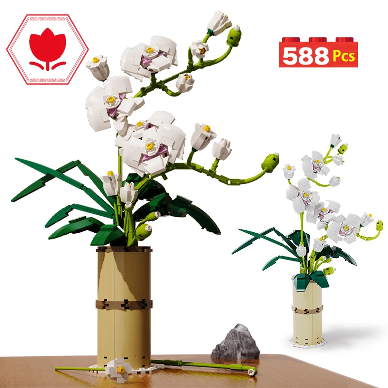 500pcs Žaislas Puokštė Orchidėjų Žiedų Blokai Miesto Romantiškas Namų Puošybai 