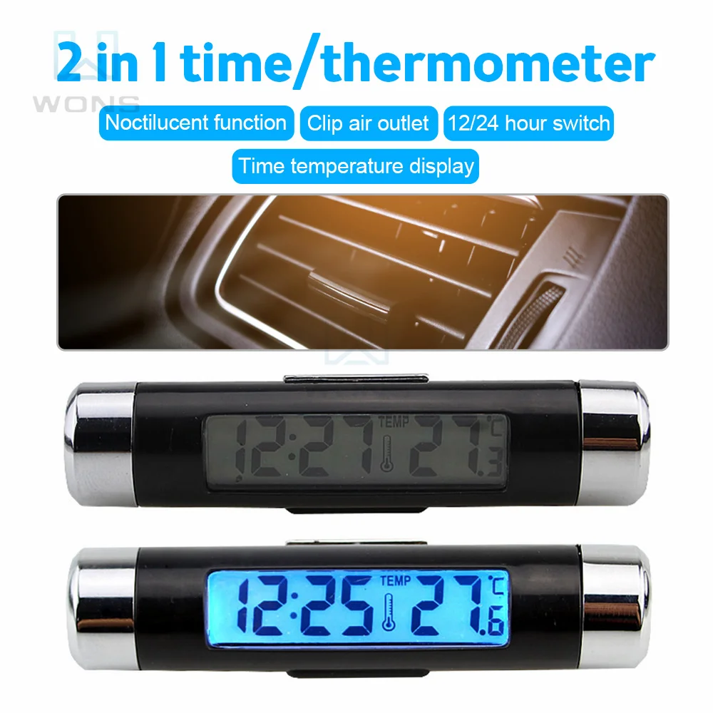 Automobilių Skaitmeninis Termometras su Oro Išleidimo Termometras Elektroninis Laikrodis su Laiko Led Ekranas ir Atgal Šviesos Automobilių Reikmenys