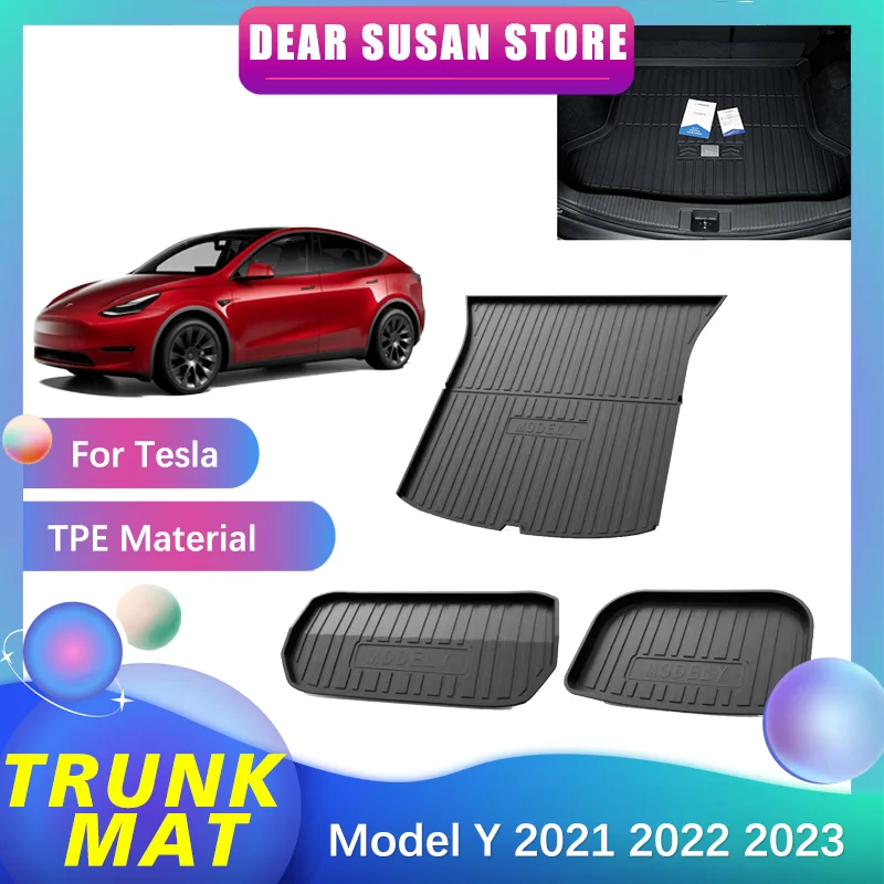Automobilių Specialios Galinės bagažo skyriaus Kilimėlis Tesla Model Y 2021 2022 2023 TPE atsparumas Vandeniui Padas Kamieno Saugojimo Mat Erdvės Dekoro Priedai
