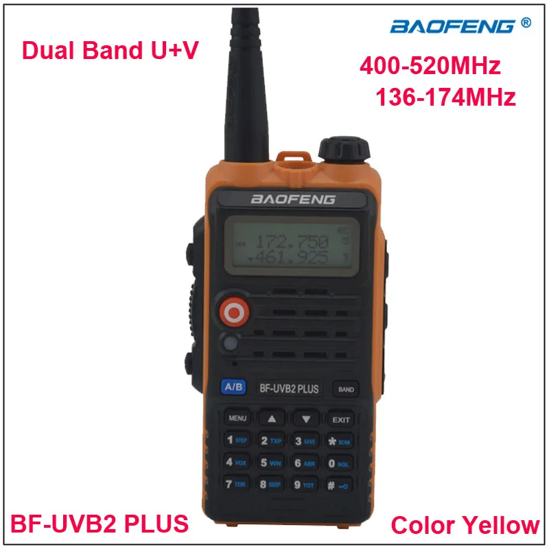 Baofeng BF-UVB2 Plius dviejų dažnių VHF&UHF Walkie Talkie BF UVB2 du būdu radijo Geltona Spalva w/Ausinės 1200mAh Li-ion Baterija