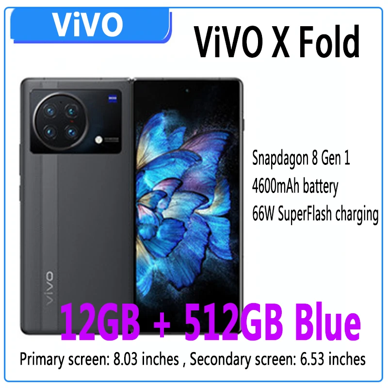 Vivo X Įmaišykite 5G Sulankstomas Telefonas Snapdragon 8 Gen1 4600mAh 50MP Keturis Užpakalinio Kameros 