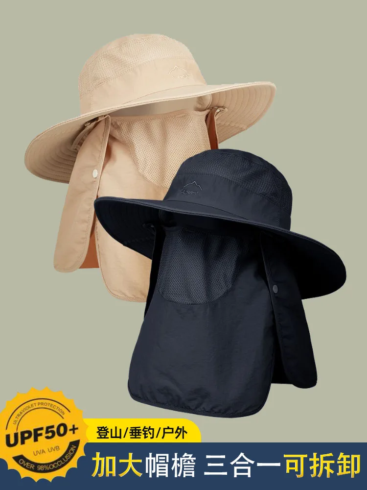 Vyrų žvejybos veido ir kaklo UV-įrodymas, didelis skrybėlę kraštų kaklo kaukė Saulės, skrybėlę, moteris